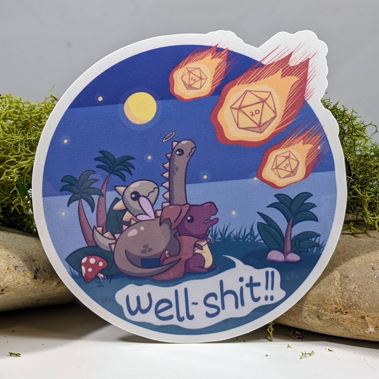 Well Shit Round Meteor Tabletop Gaming Sticker