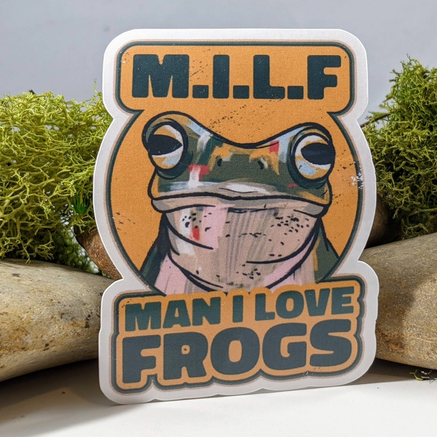 M.I.L.F Man I Love Frogs Funny Pun Sticker