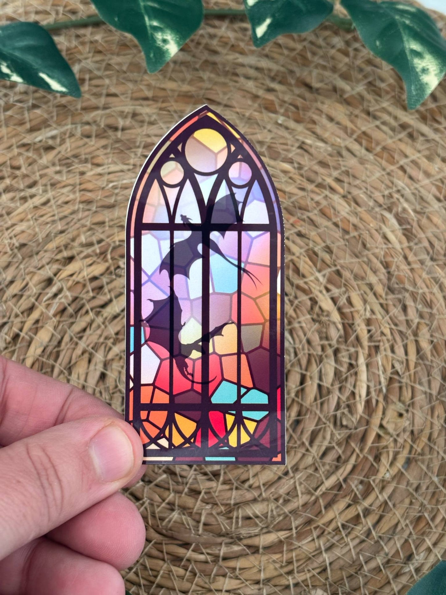 Stained Red Dragon Glass Window Sticker
