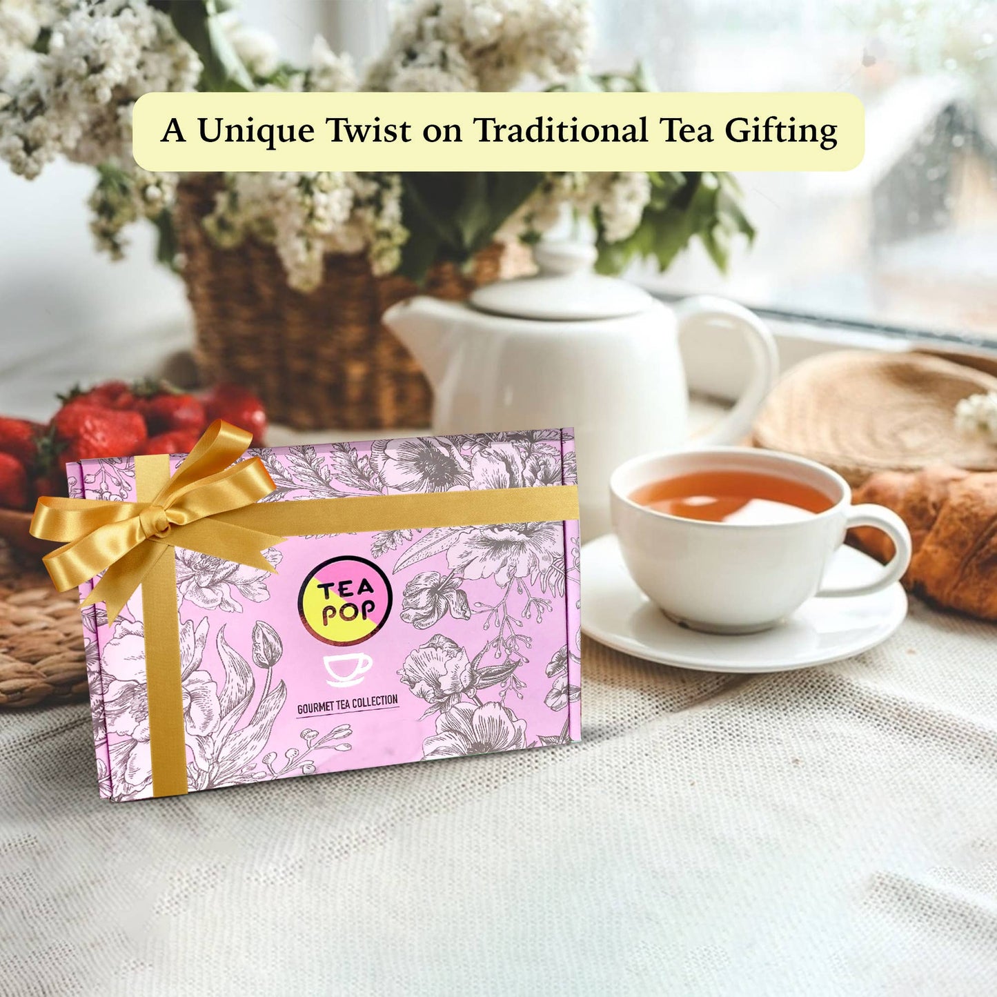 Tea-Pop Gaveboks, Elegant Boks med 18 Tea-Pops