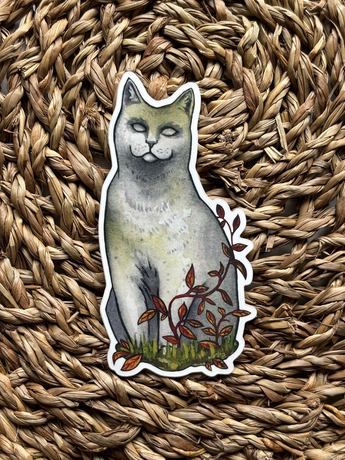 Cemetery Cat Statue Sticker - Ellen Wilberg