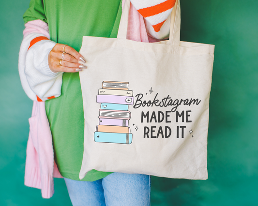 Bookstagram Made Me Read It Polyester Canvas Tote Bag