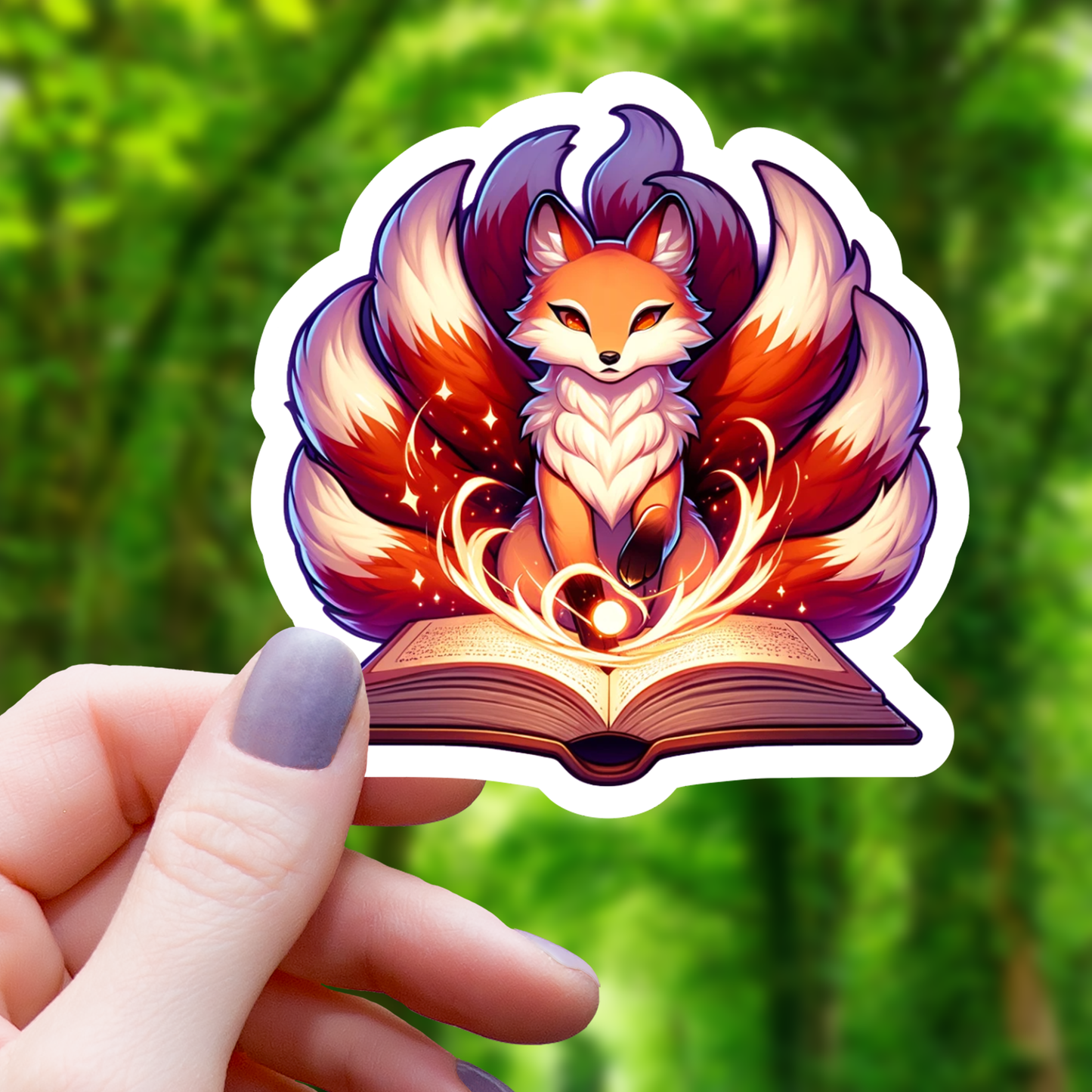 Reading Magical Kitsune Sticker