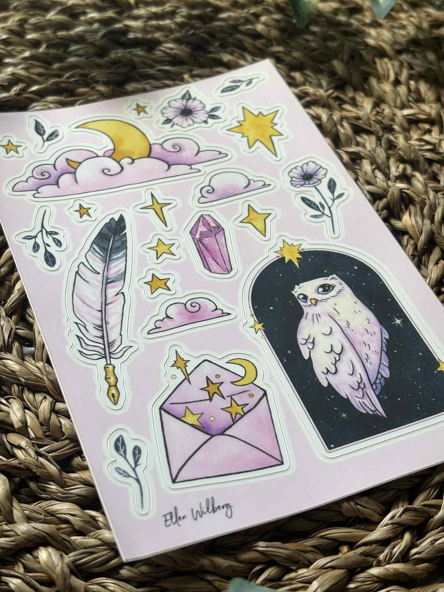 Klistremerkeark Ugle - Ellen Wilberg