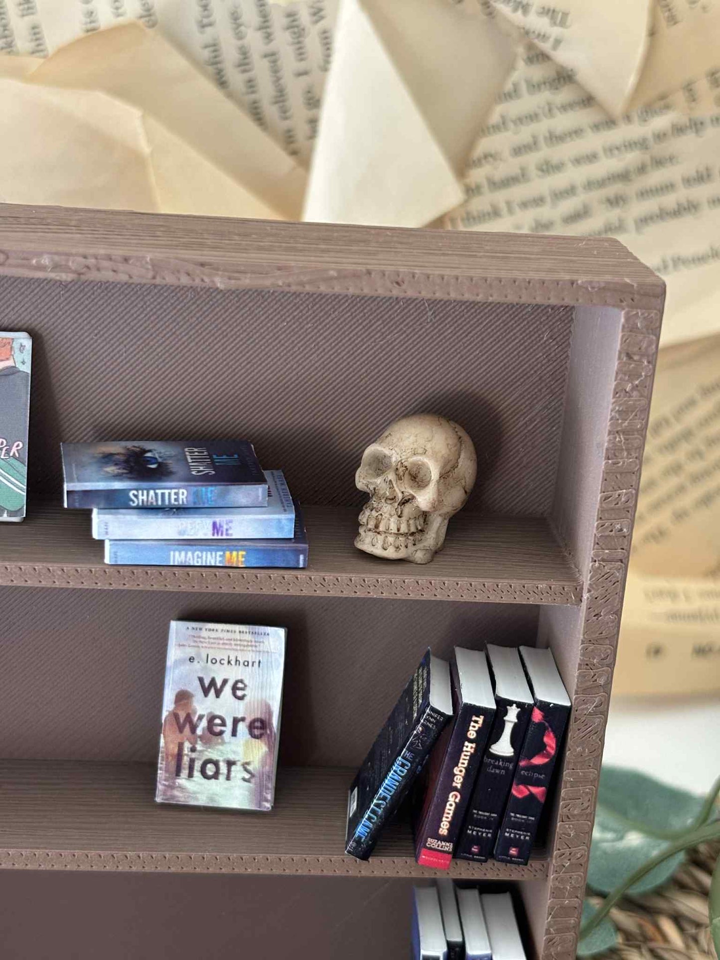 Mini hodeskalle til Miniatyr bokhylle