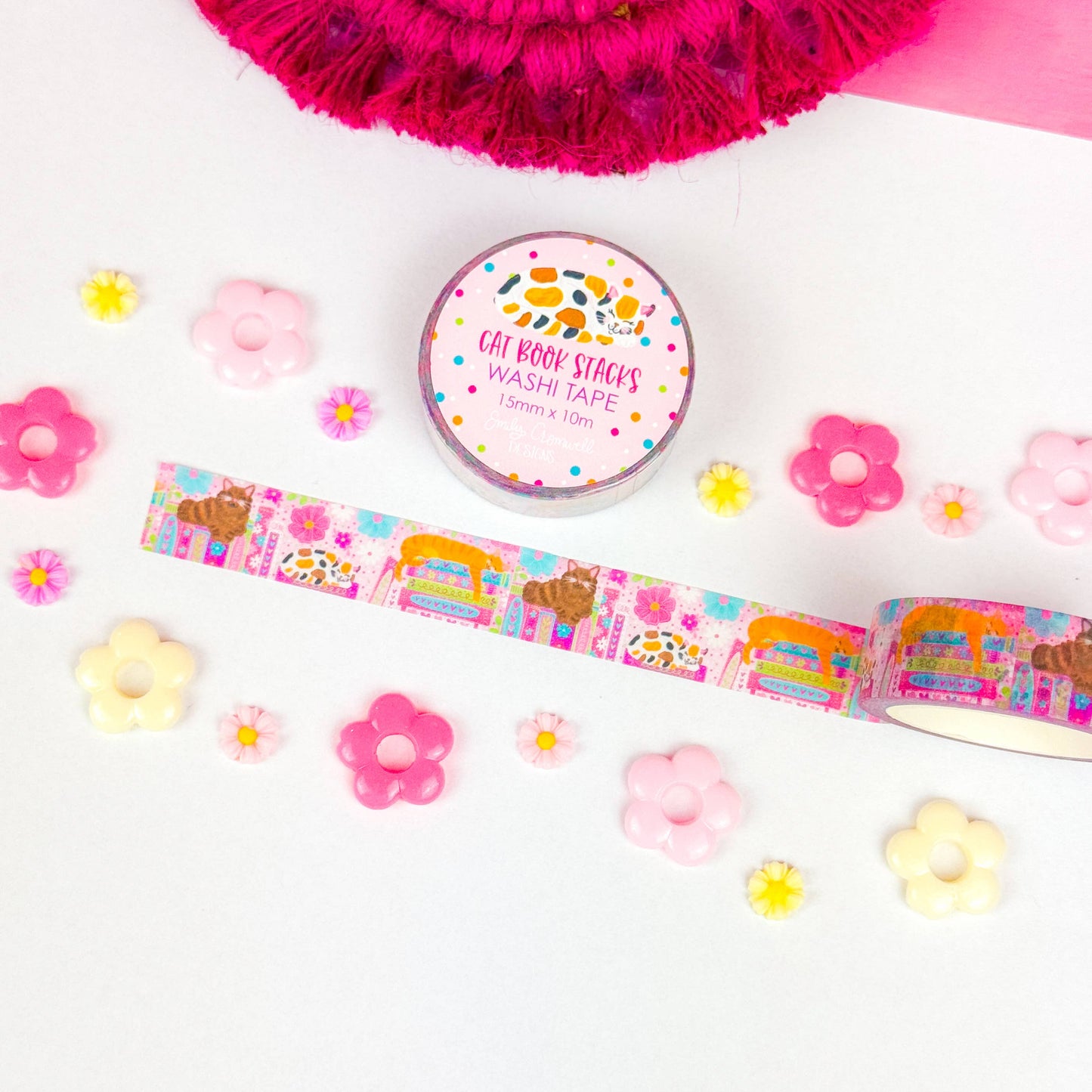 Cat Book Stacks Washi Tape