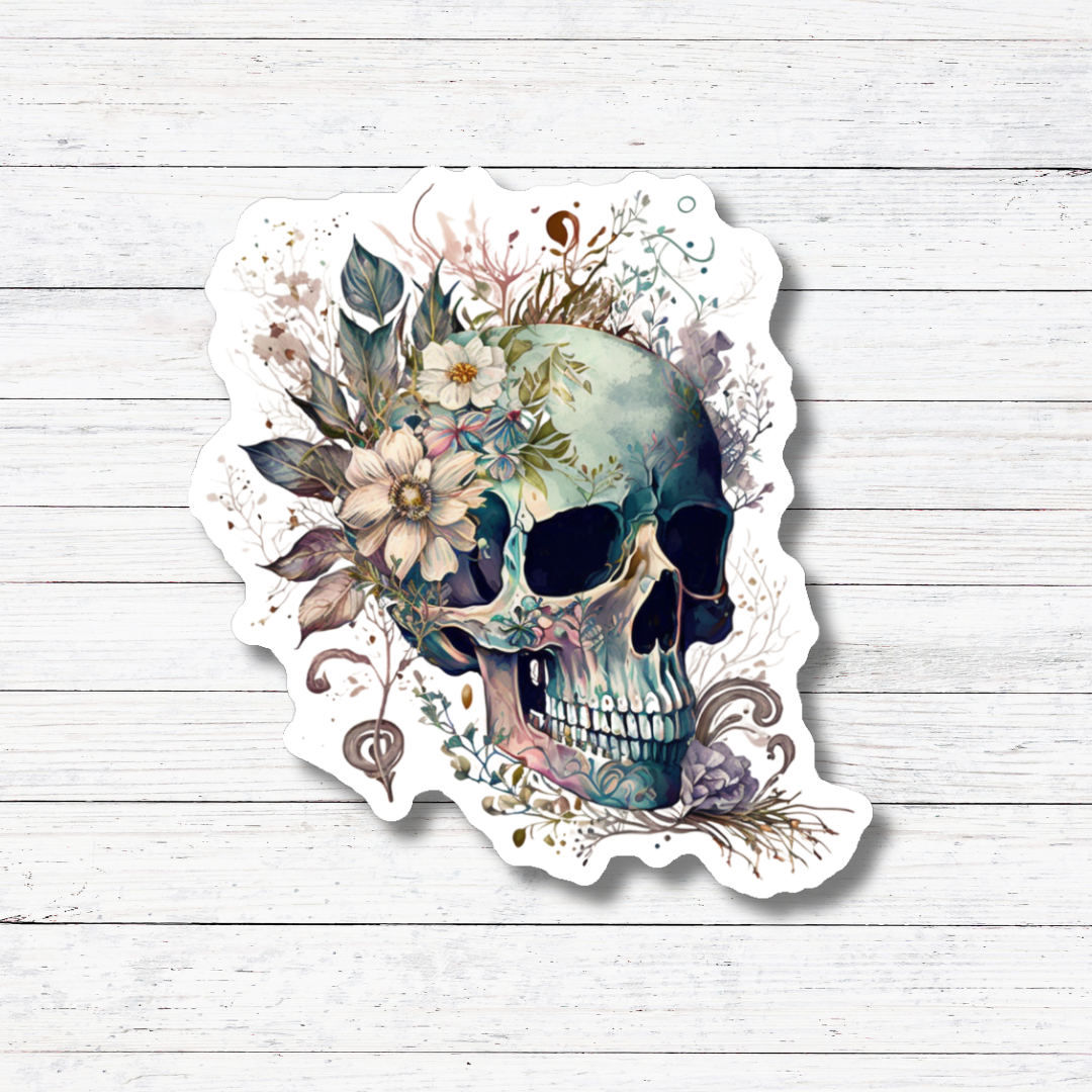 Skull Light Pink Roses- Skulls & Flowers Stickers