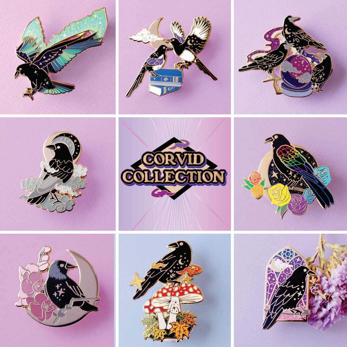 Window Crow Enamel Pin