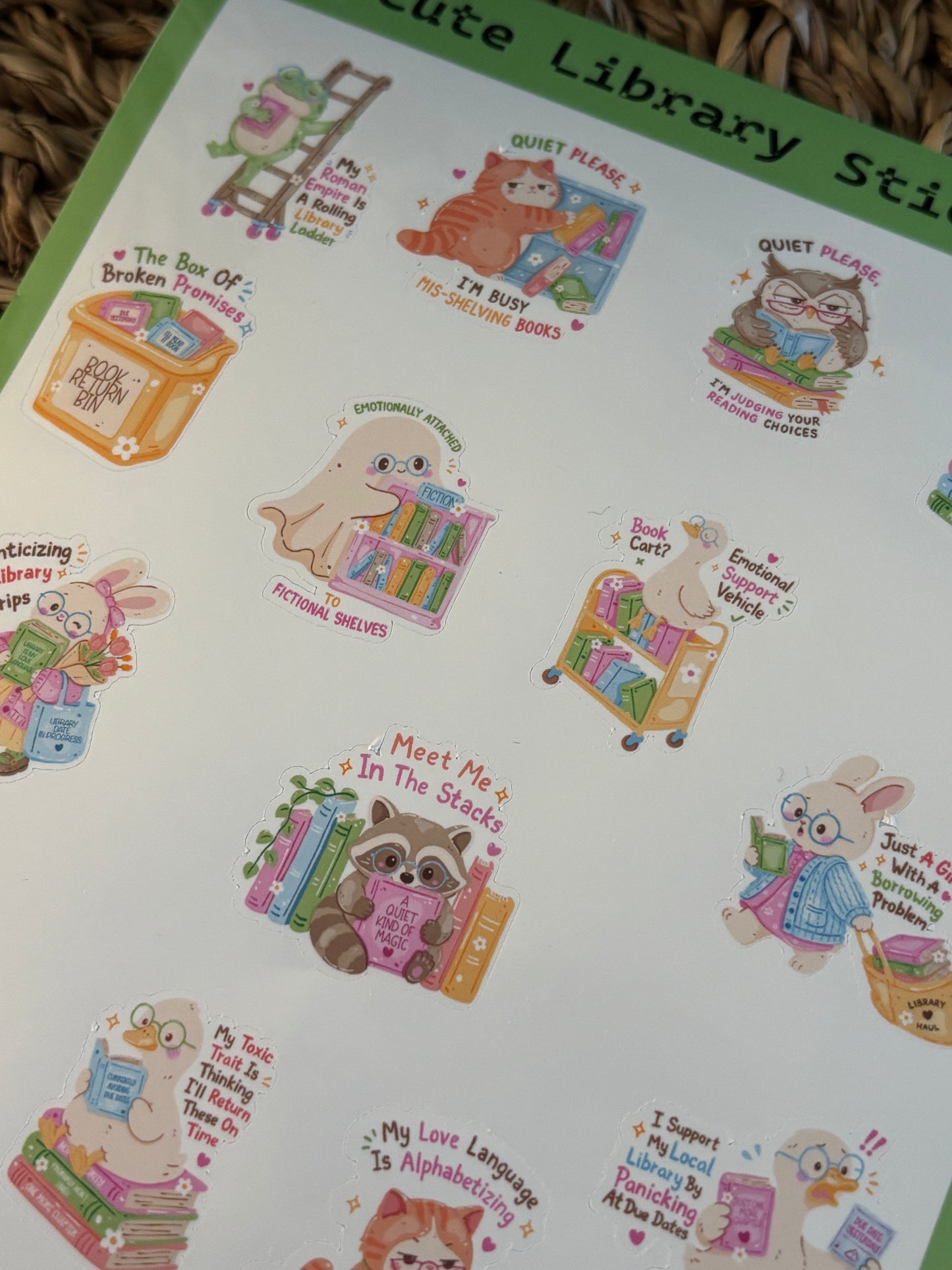 Cute Library Sticker Sheet