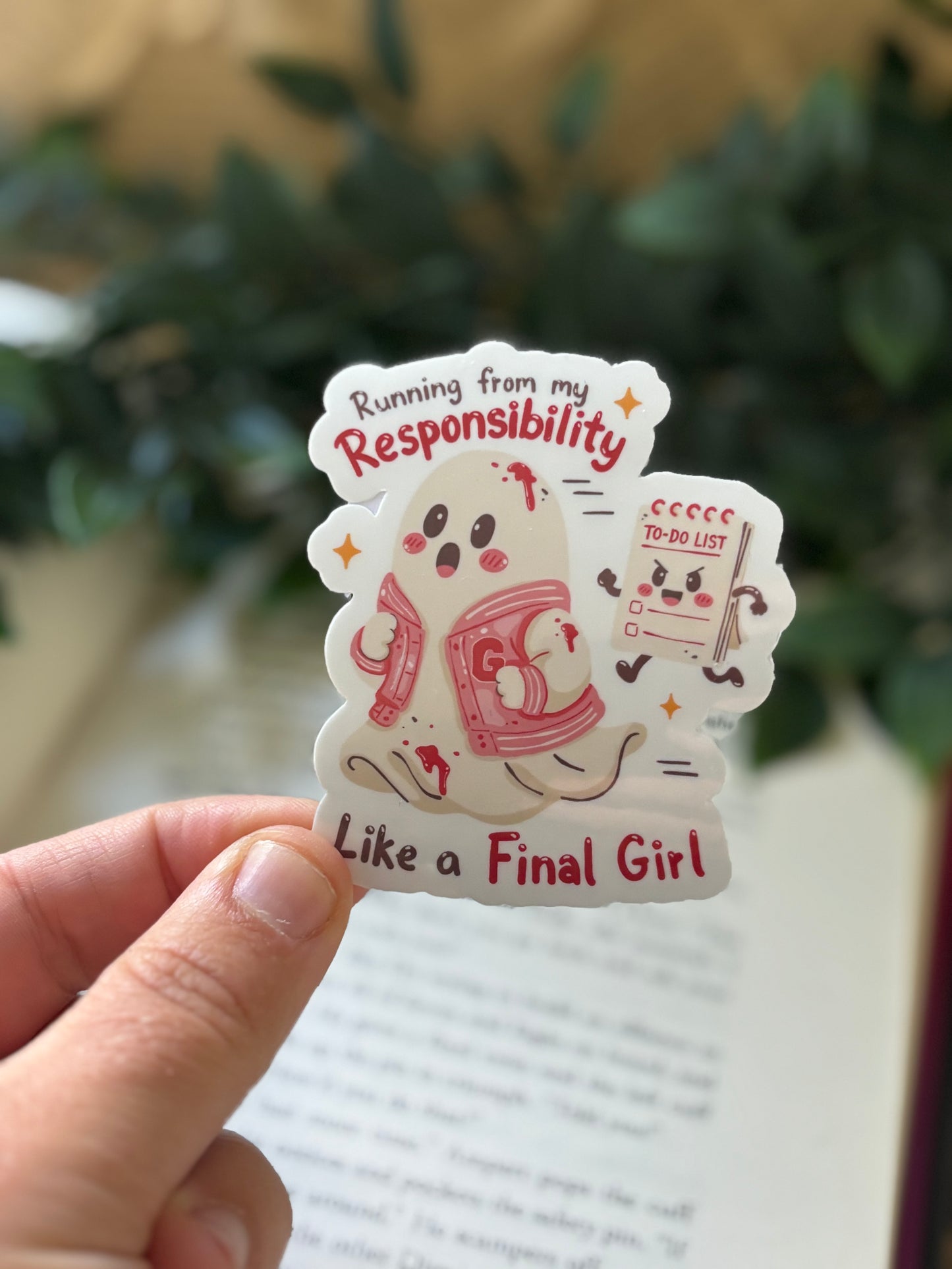 Running from my responsibility like a final girl Sticker