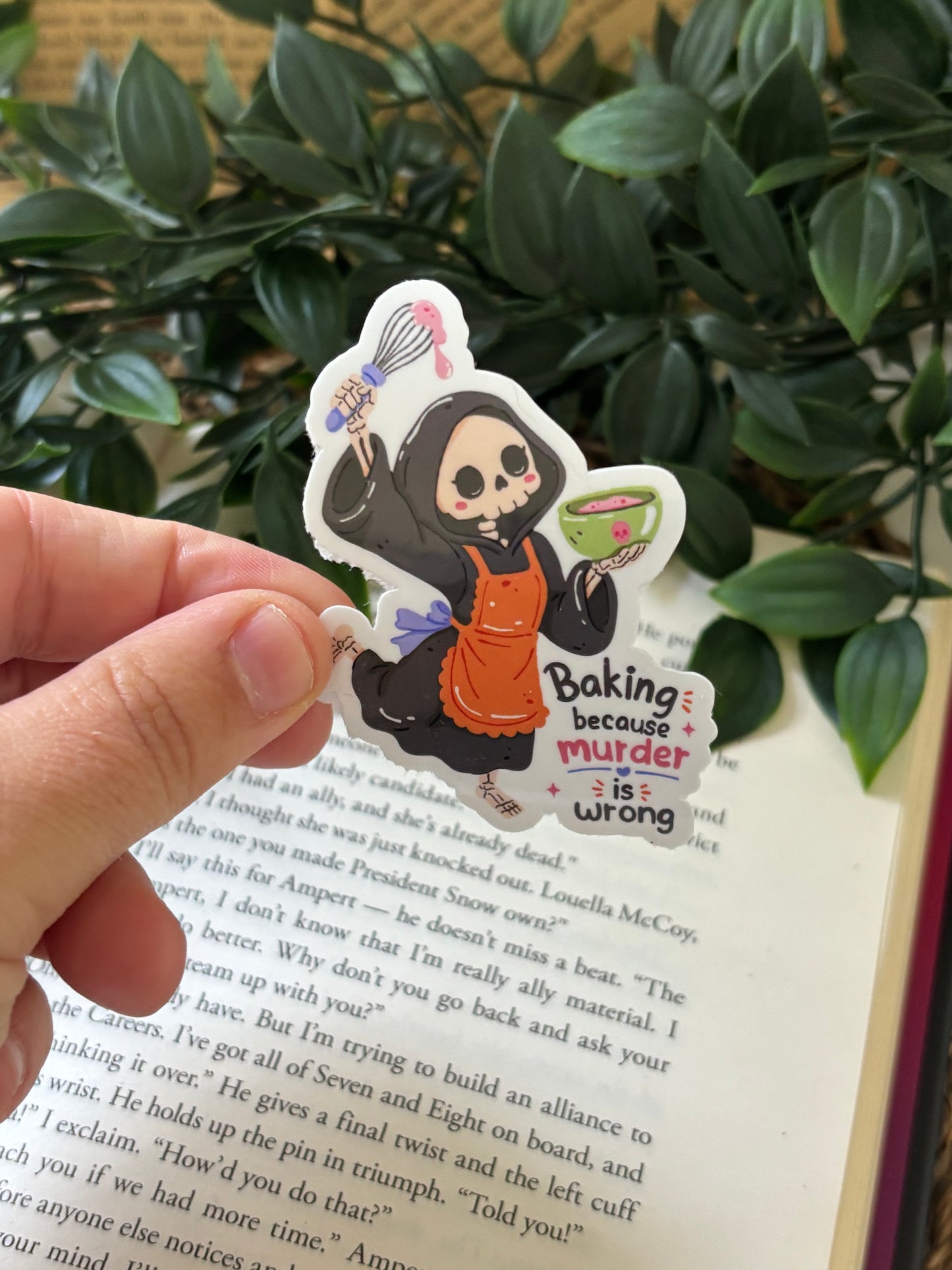 Baking because murder is wrong Sticker