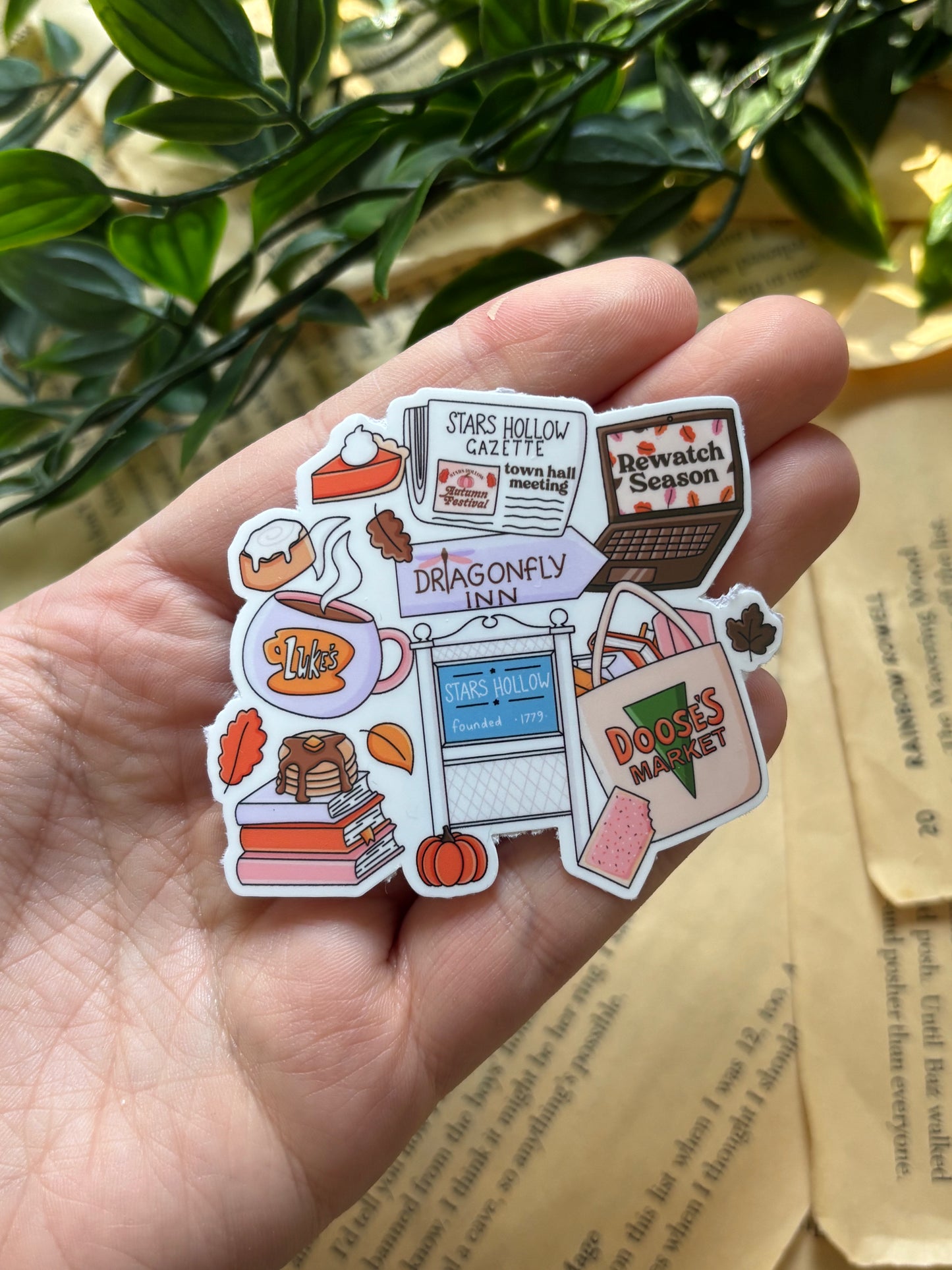Stars Hollow Town Collage sticker