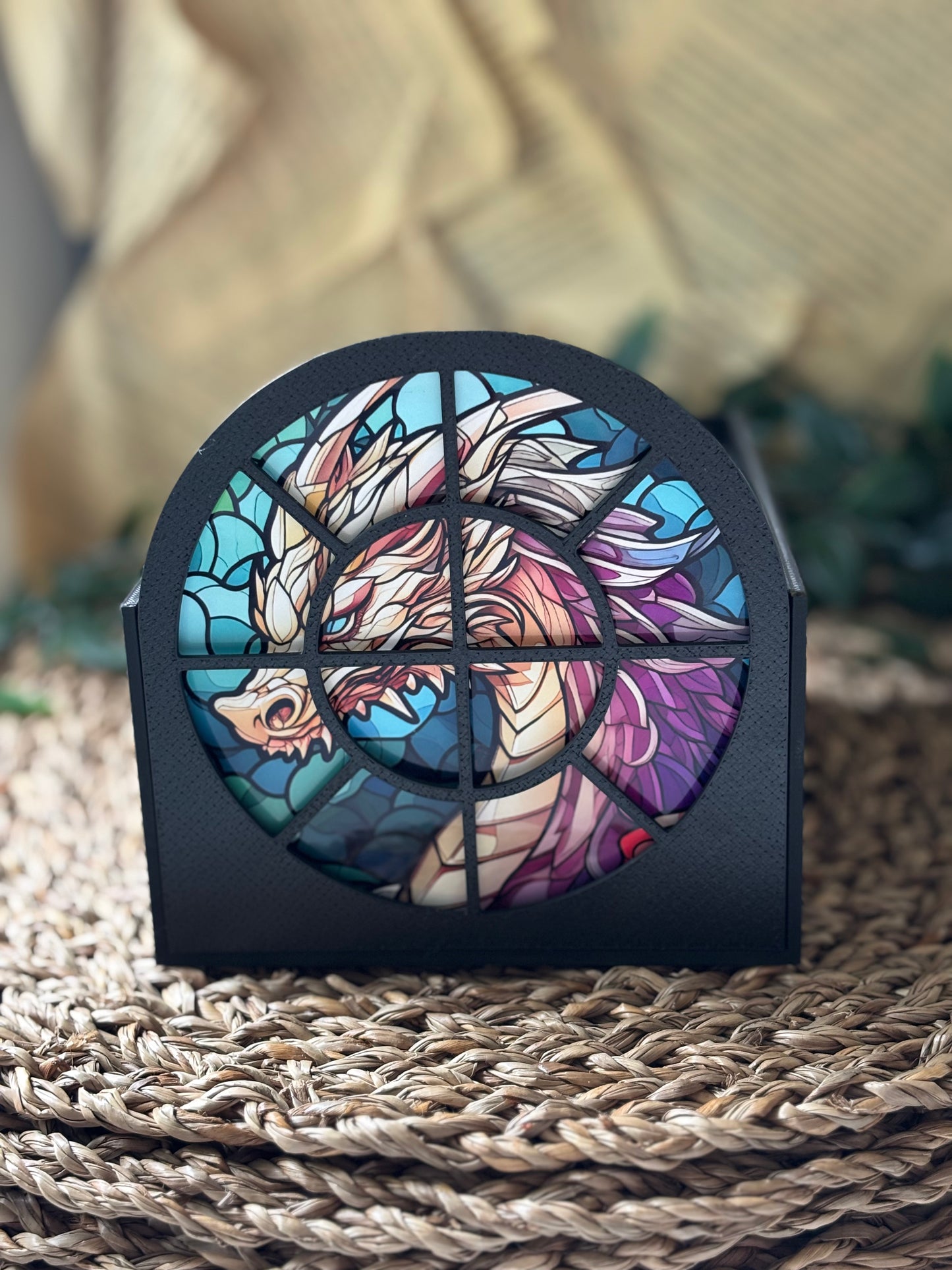 Book Nook - Stained Round Glass Window w/ 5 designs