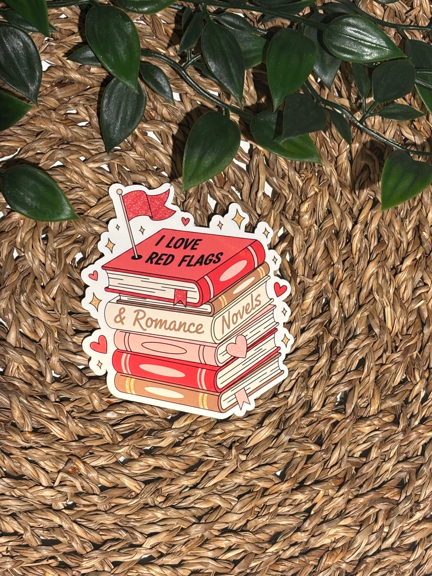 I love Red Flags and romance novels sticker.