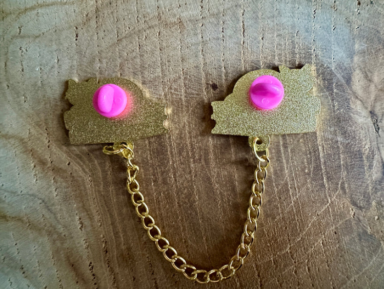 Black Cat & Books Enamel Collar Pin