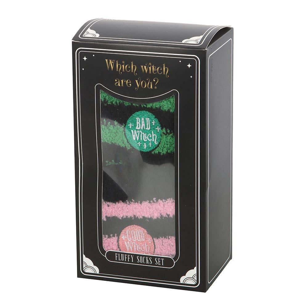 Set of 2 Good Witch, Bad Witch Fluffy Sokker