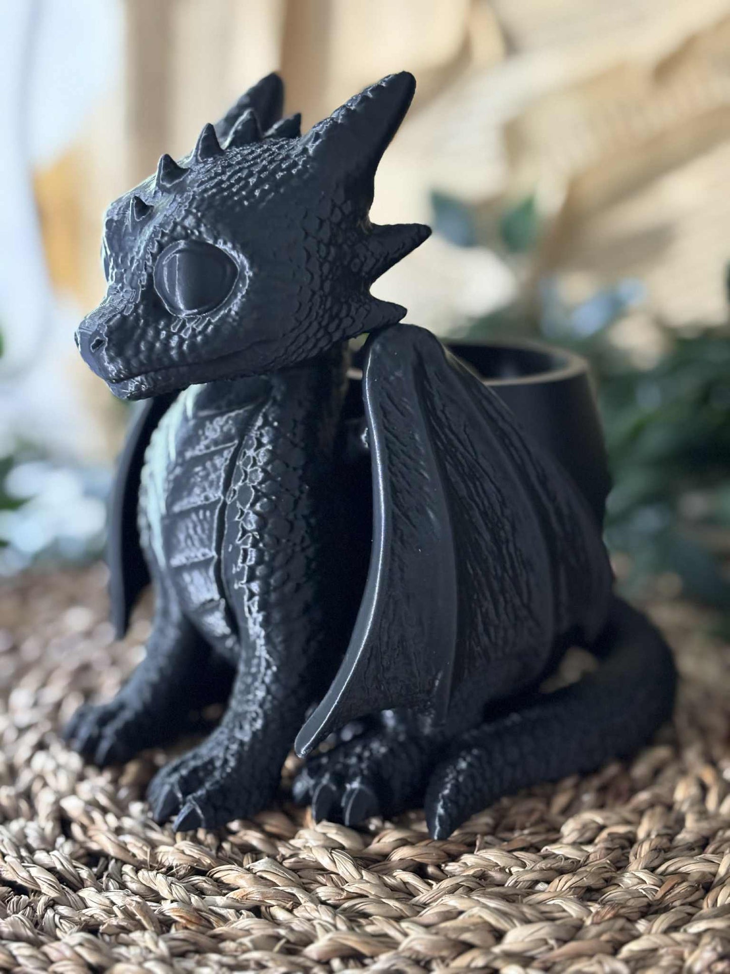 Sittende Drage LED Lysholder / Blomsterpotte