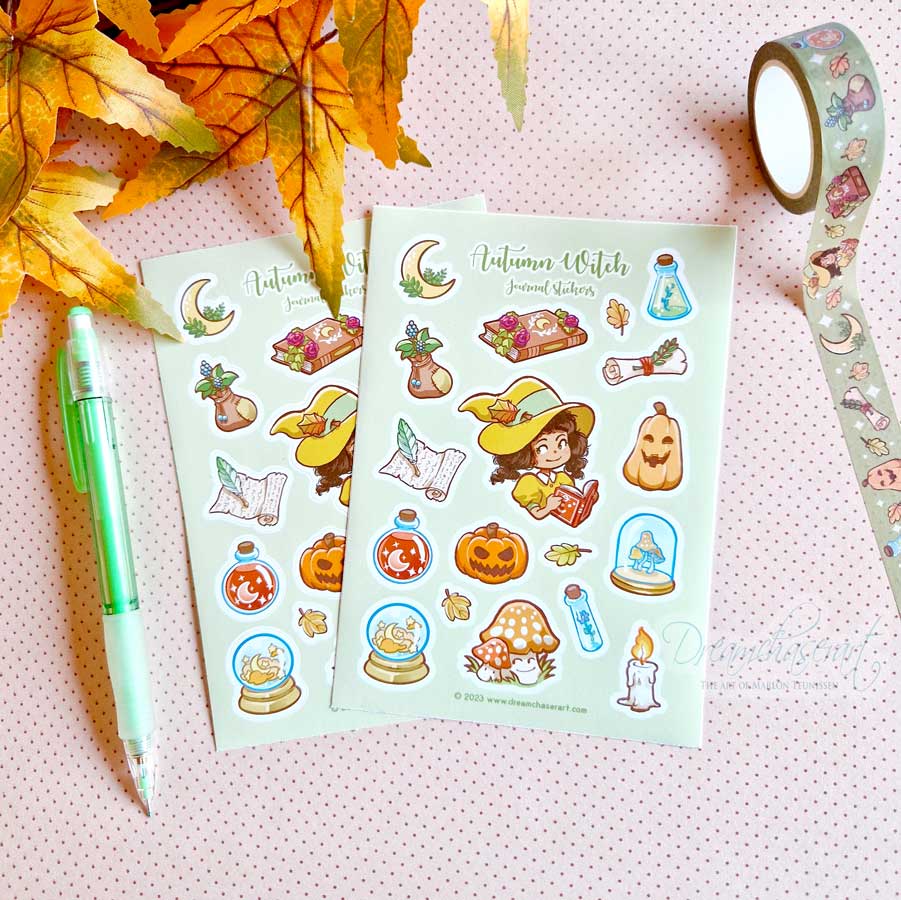 Cute autumn witch Sticker sheet