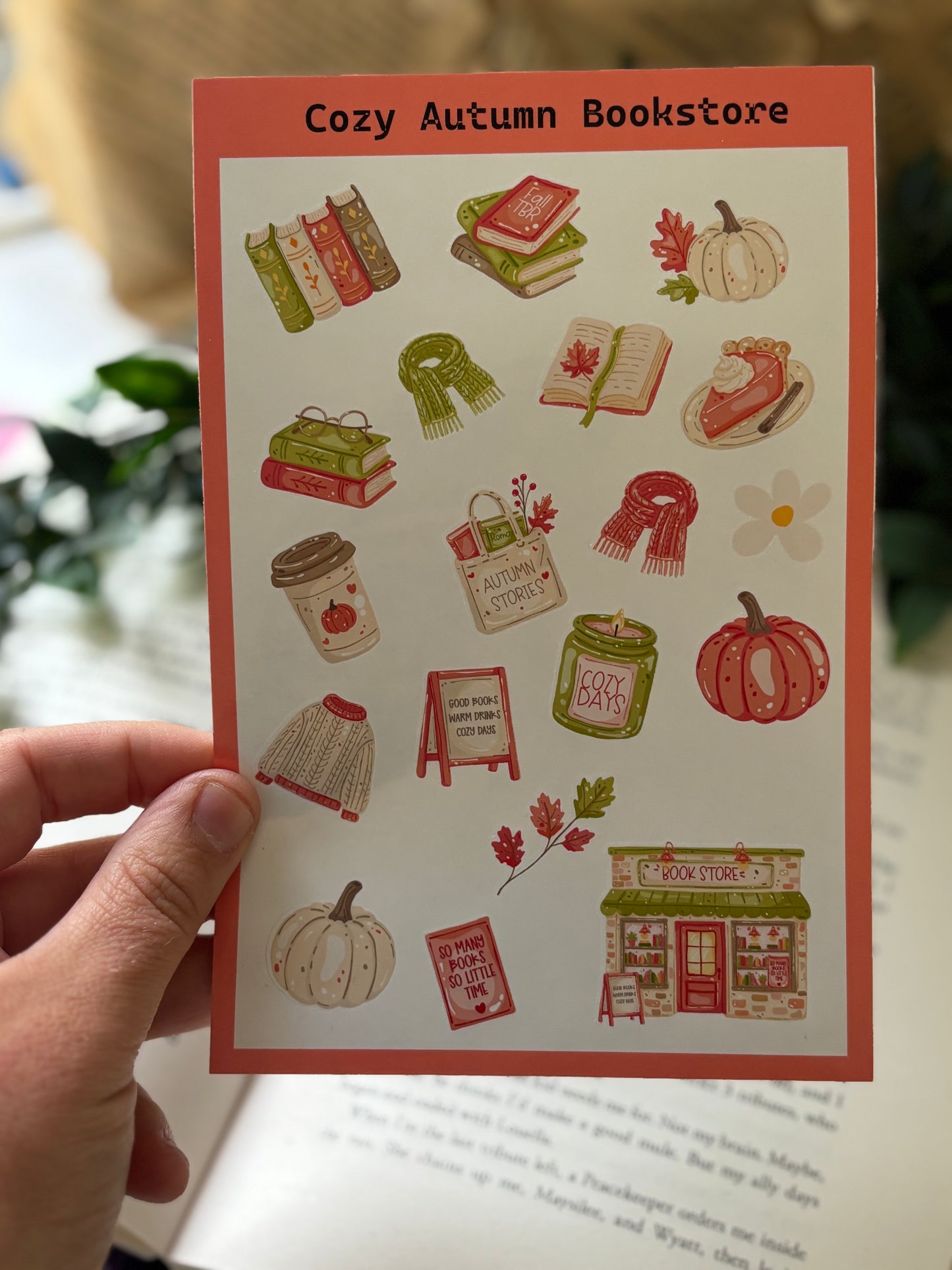 Cozy Autumn Bookstore Sticker Sheet