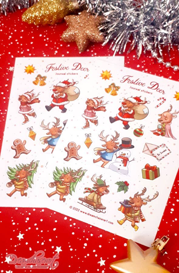 Festive Deer Sticker sheet