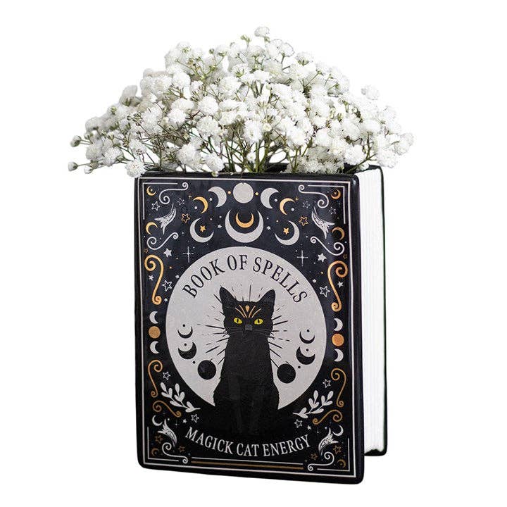Black Cat Magick Book Vase