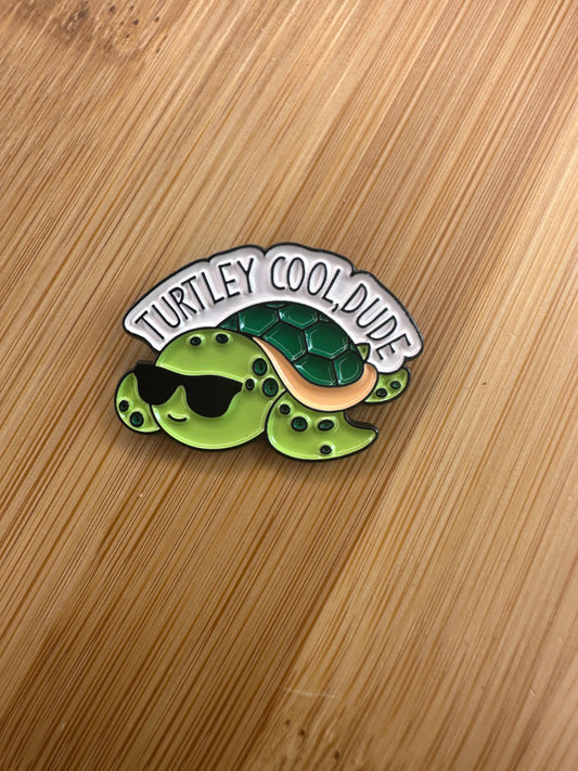 Turtley Cool, Dude - Turtle in Glasses - Punny Enamel Pin