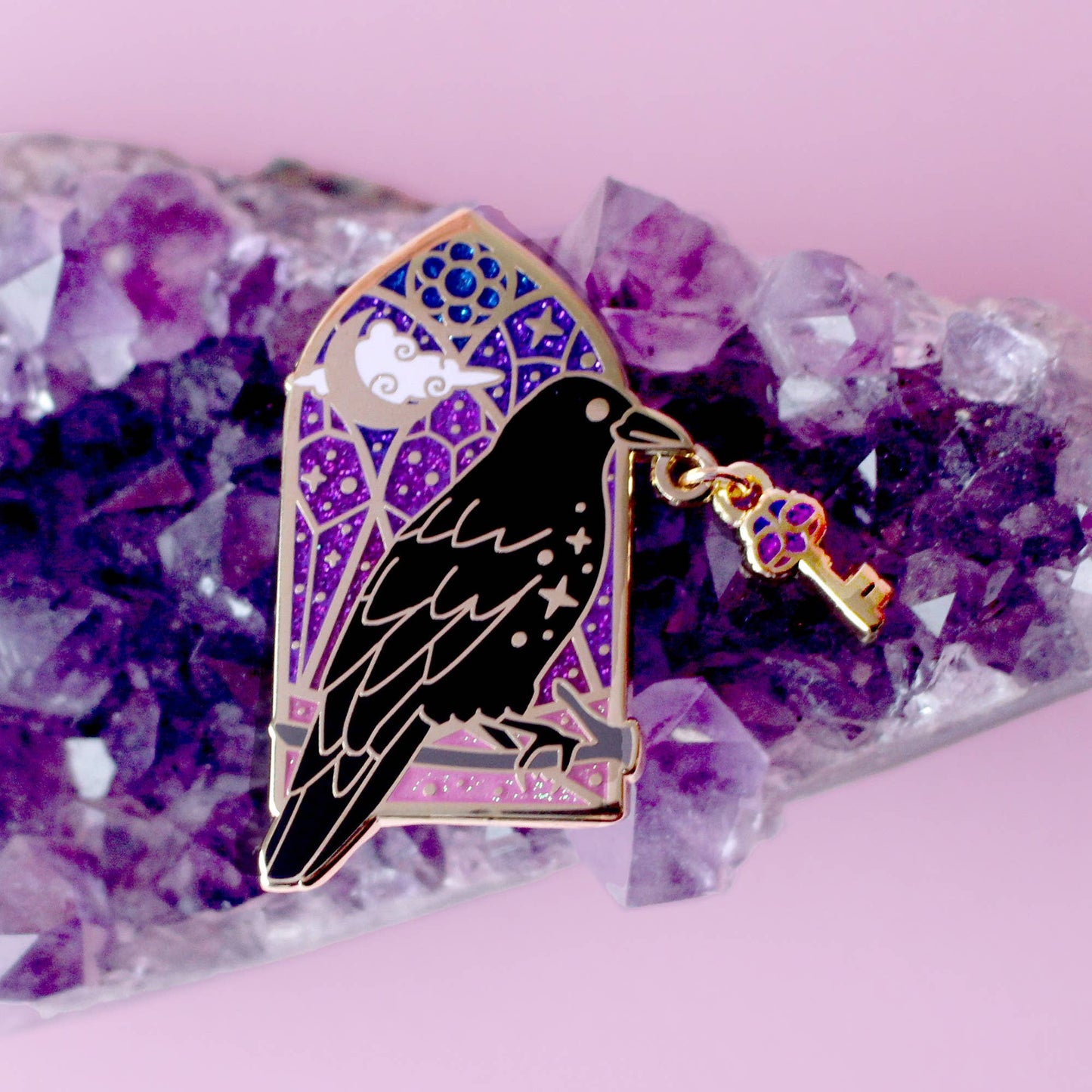 Window Crow Enamel Pin