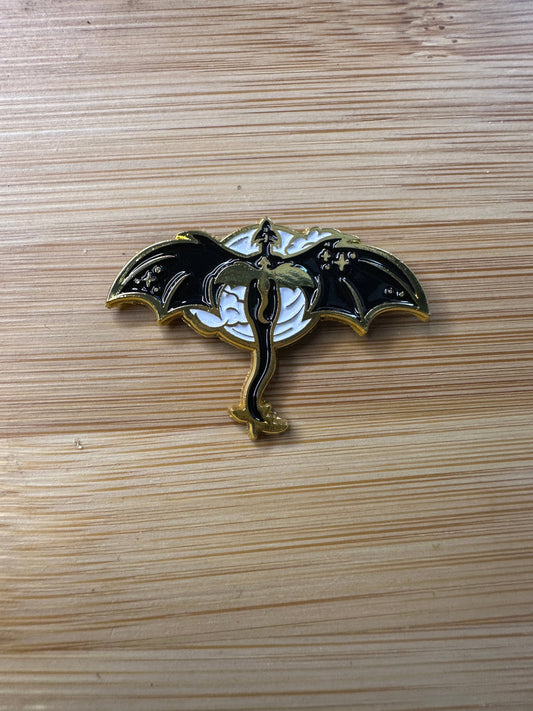Black and Gold Dragon Flying - Enamel Pin
