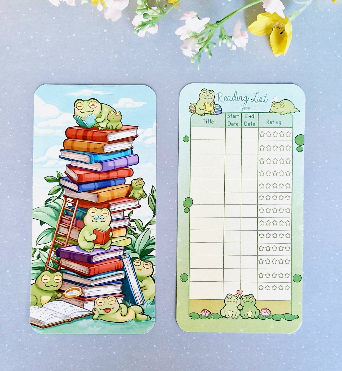 Froggy Librarians Reading Log Bokmerke