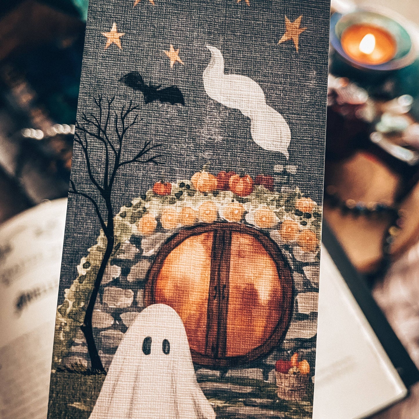 Cute Cottage Ghost Halloween Bokmerke