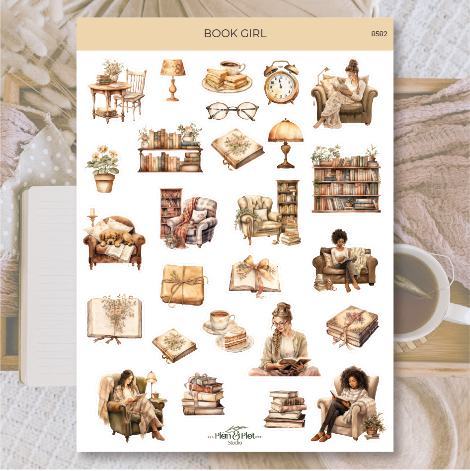 Book Girl Sticker Sheets