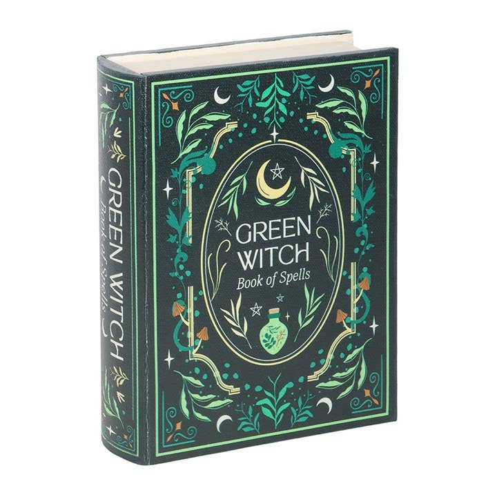 Green Witch Book Shaped Oppbevaringsboks