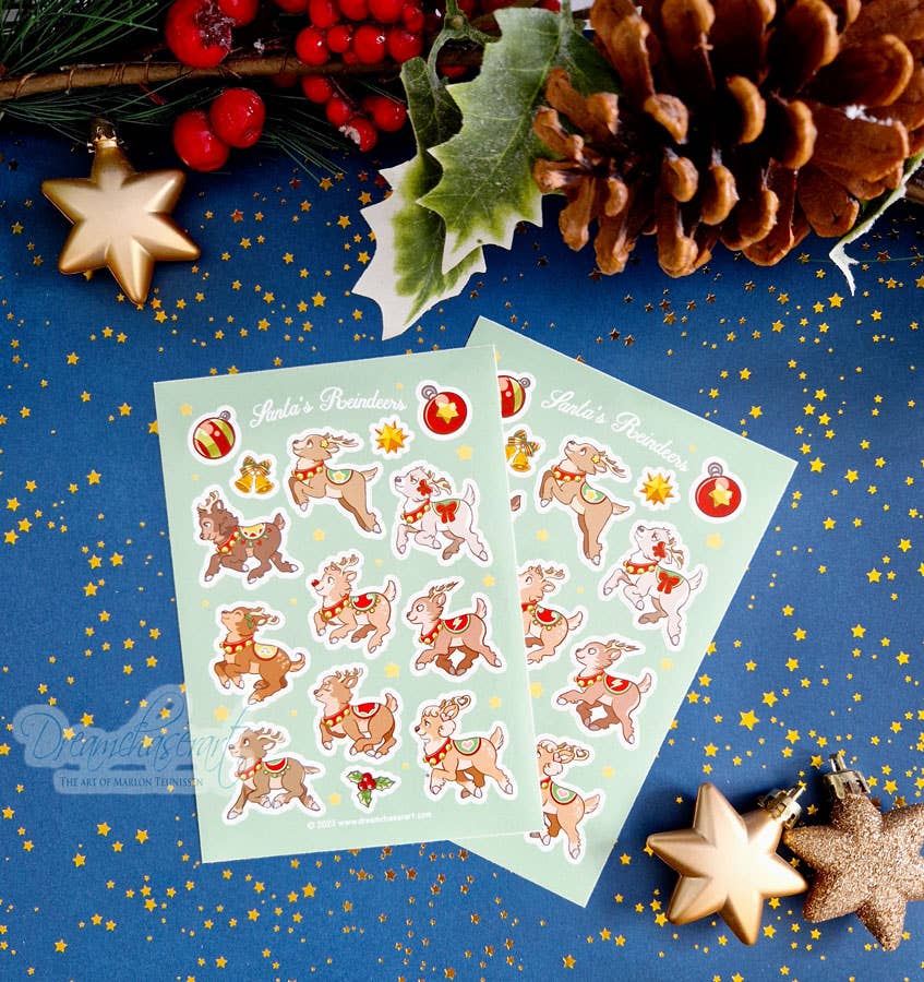 Santa's reindeer sticker sheet