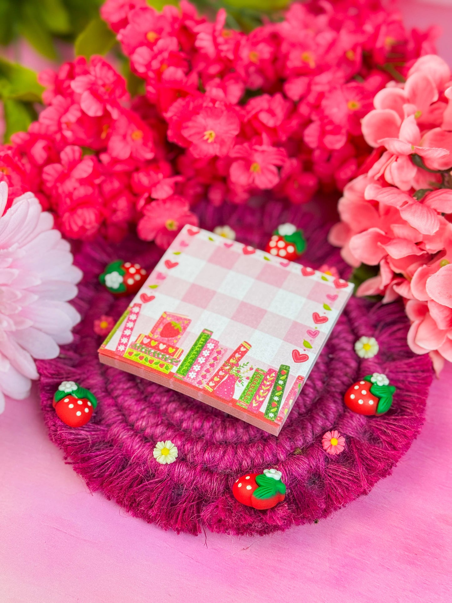 Strawberry Bookshelf Sticky Notes