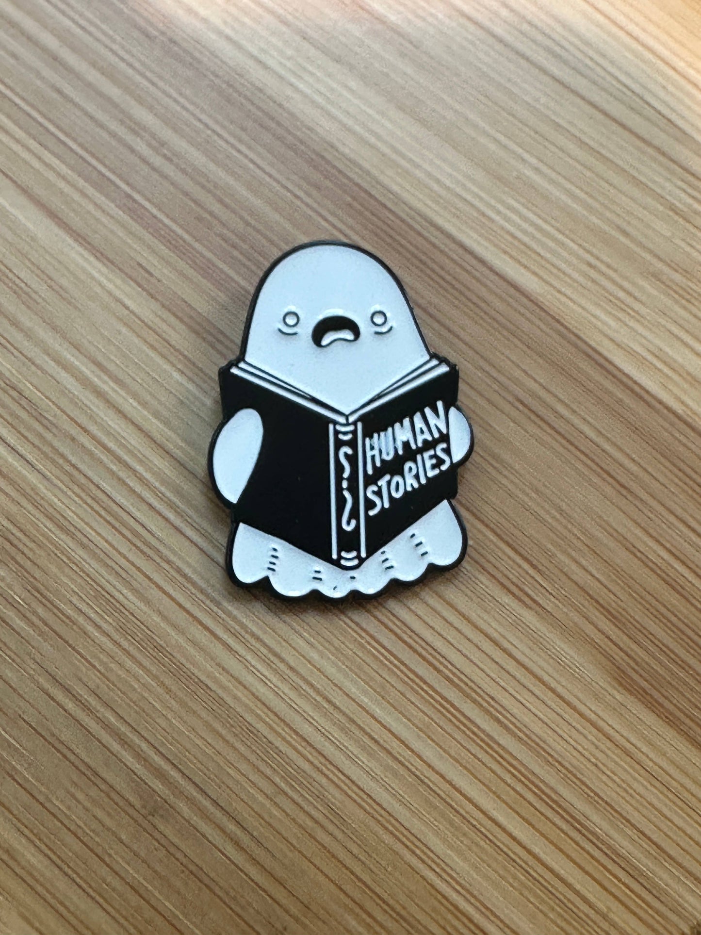 Ghost Reading Human Stories - Enamel Pin