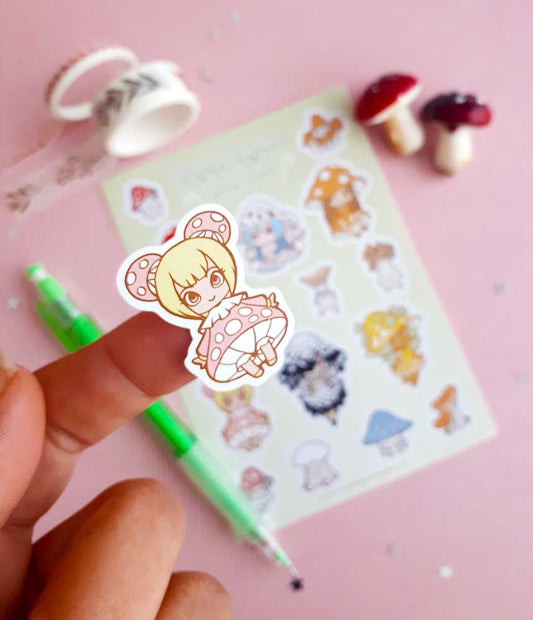 Cute mushy mushy girls Sticker sheet