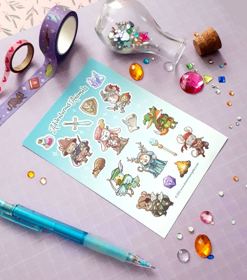 Adventurous animals Sticker sheet