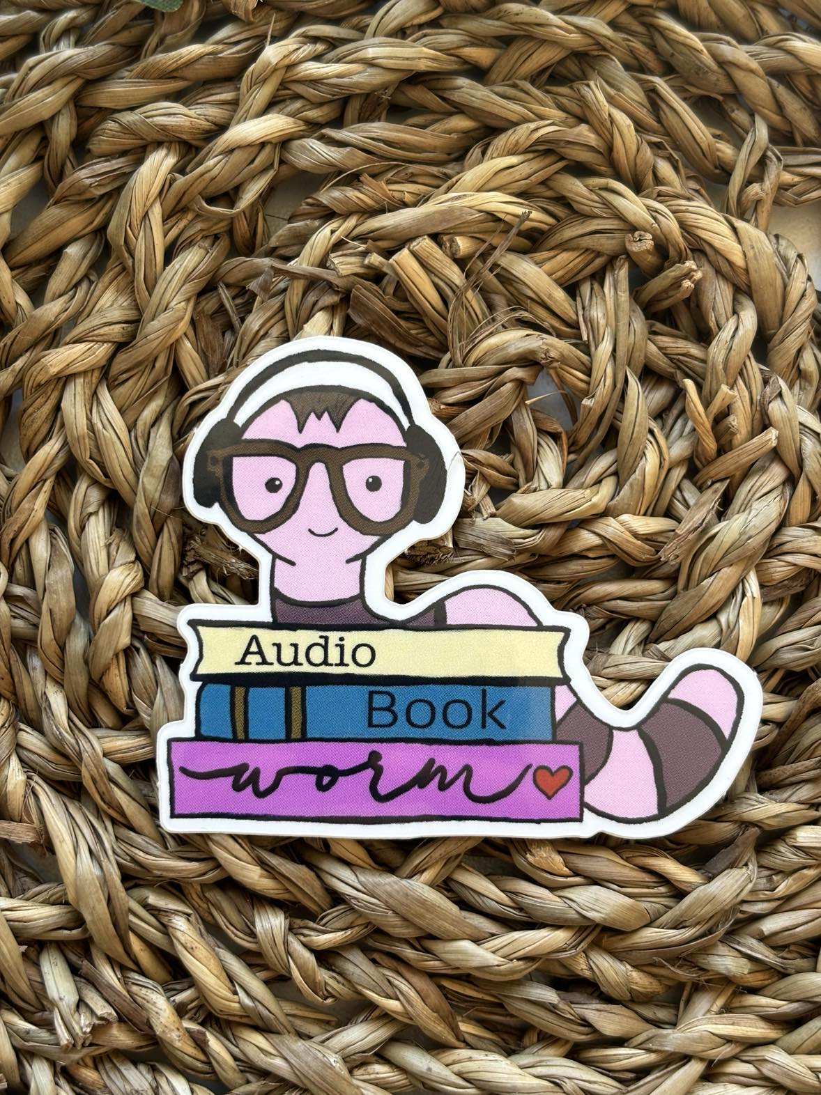 Audio Bookworm  Klistremerke