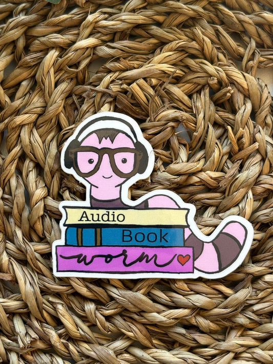Audio Bookworm  Klistremerke