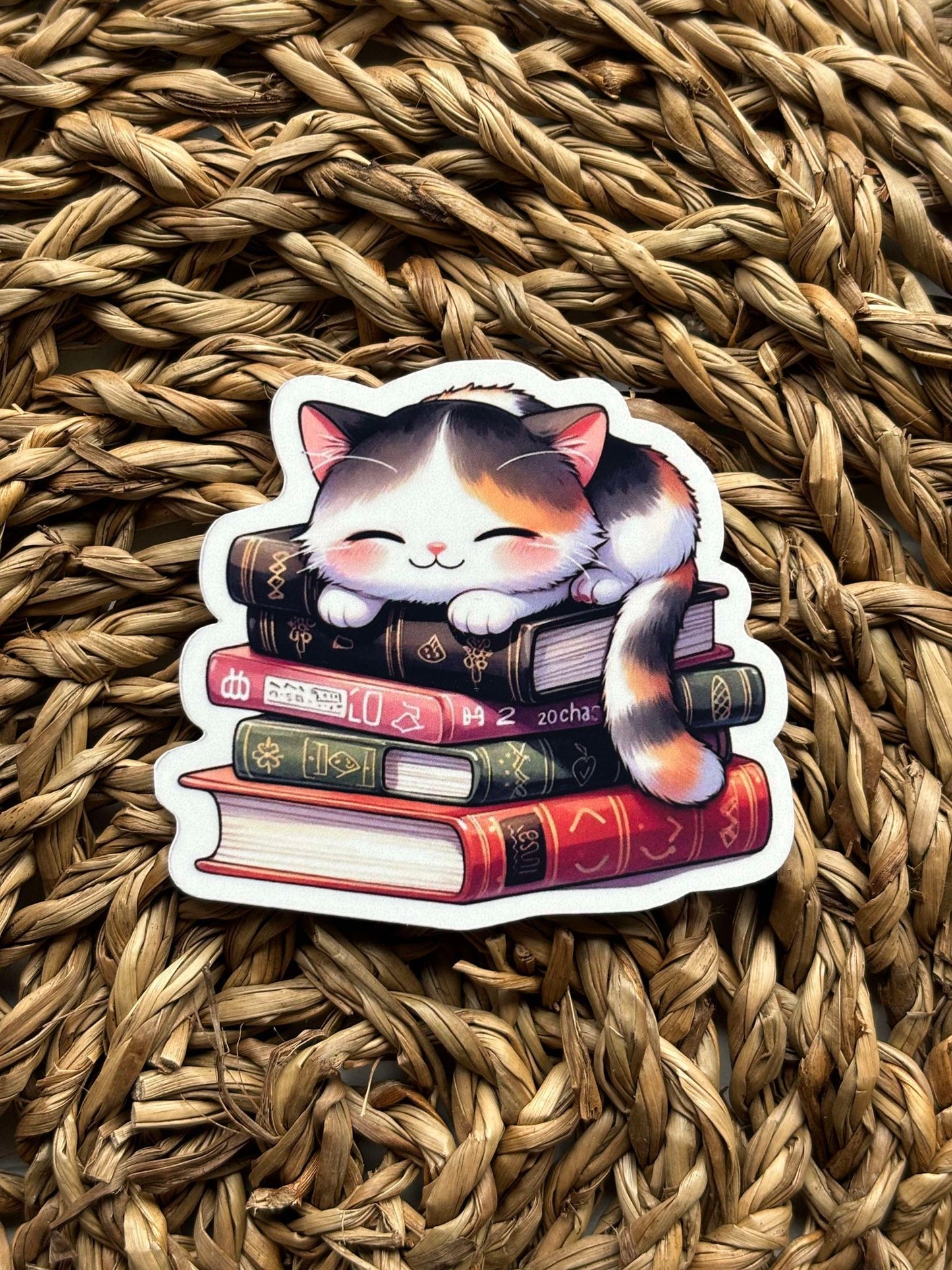 Sleeping Cat Bookstack Sticker