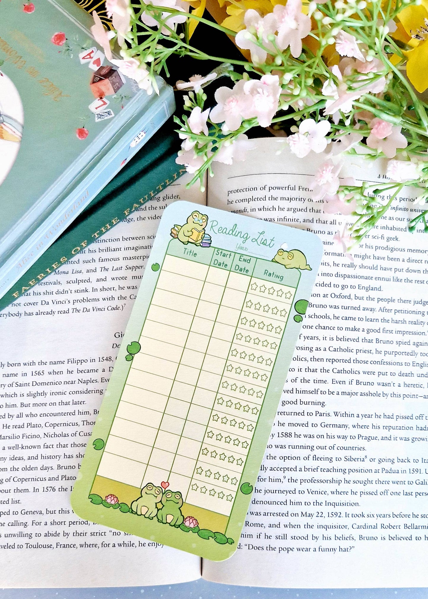 Froggy Librarians Reading Log Bokmerke