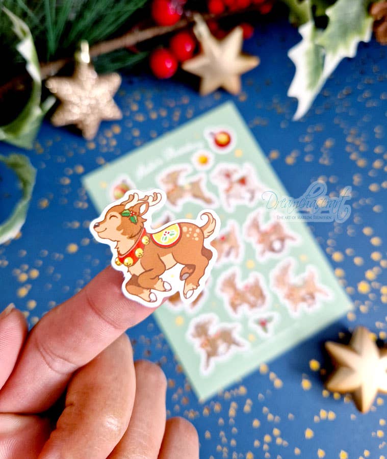 Santa's reindeer sticker sheet
