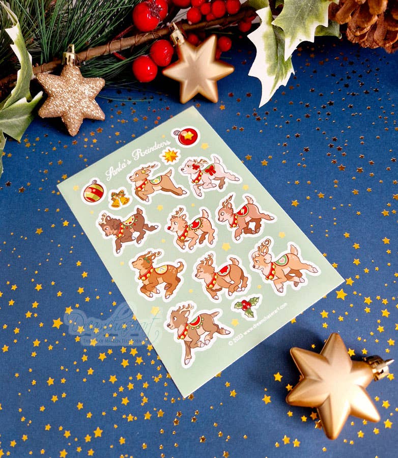Santa's reindeer sticker sheet