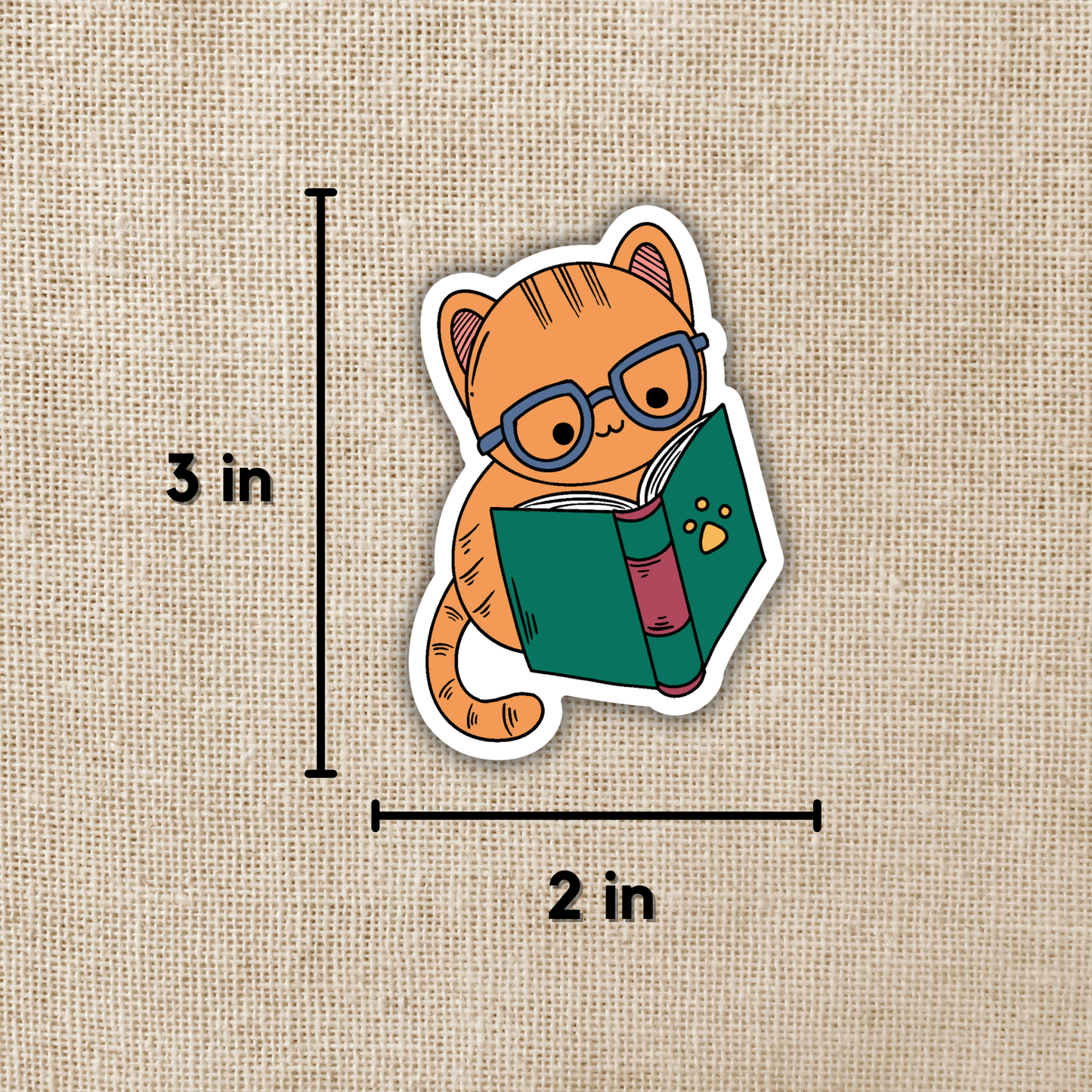 Cat with Glasses Reading Sticker