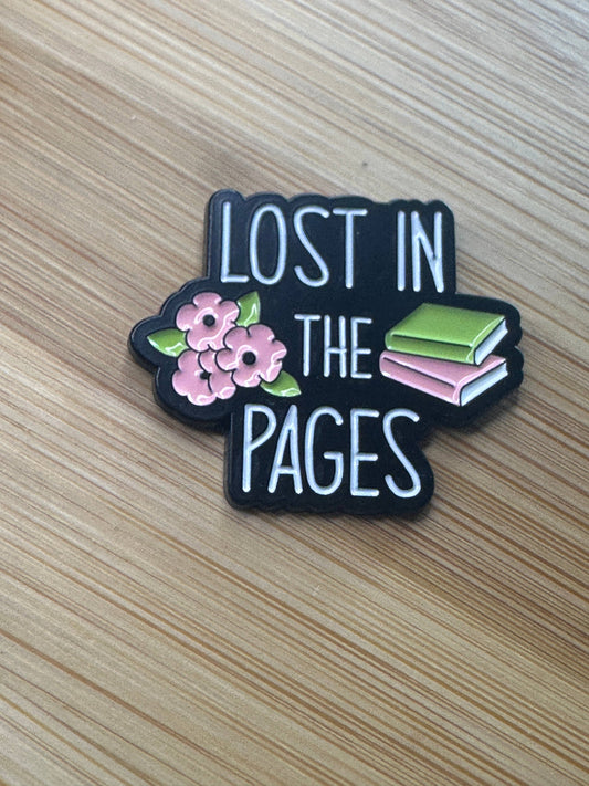 Lost in the Pages Enamel Pin - Books and Flowers