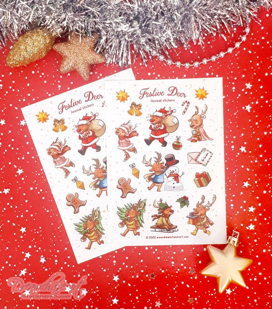 Festive Deer Sticker sheet