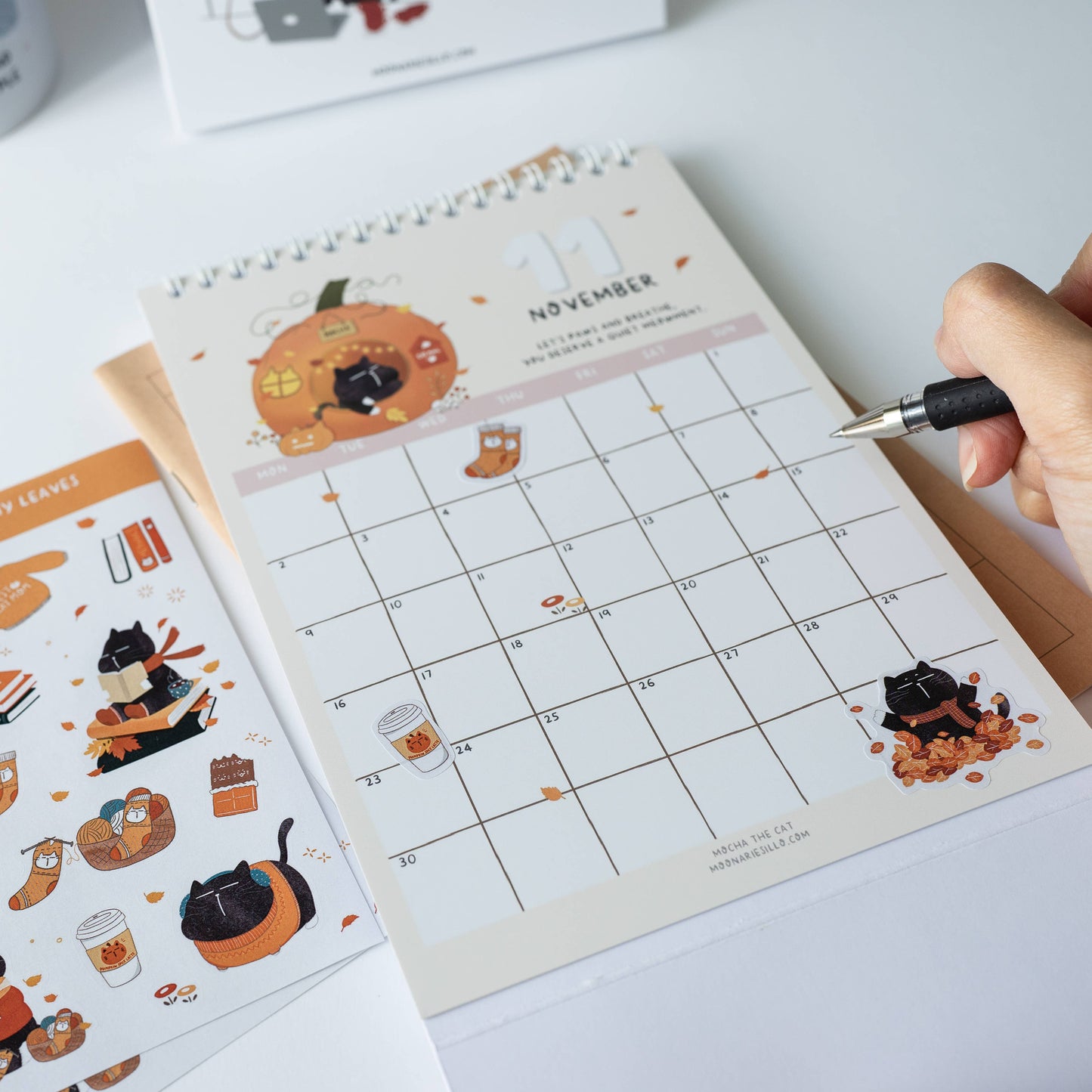 Cozy Autumn Cat Sticker Sheet