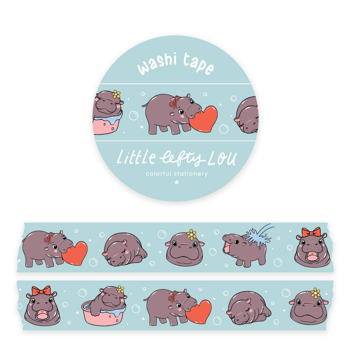 Baby Pygmy Hippo Washi Tape
