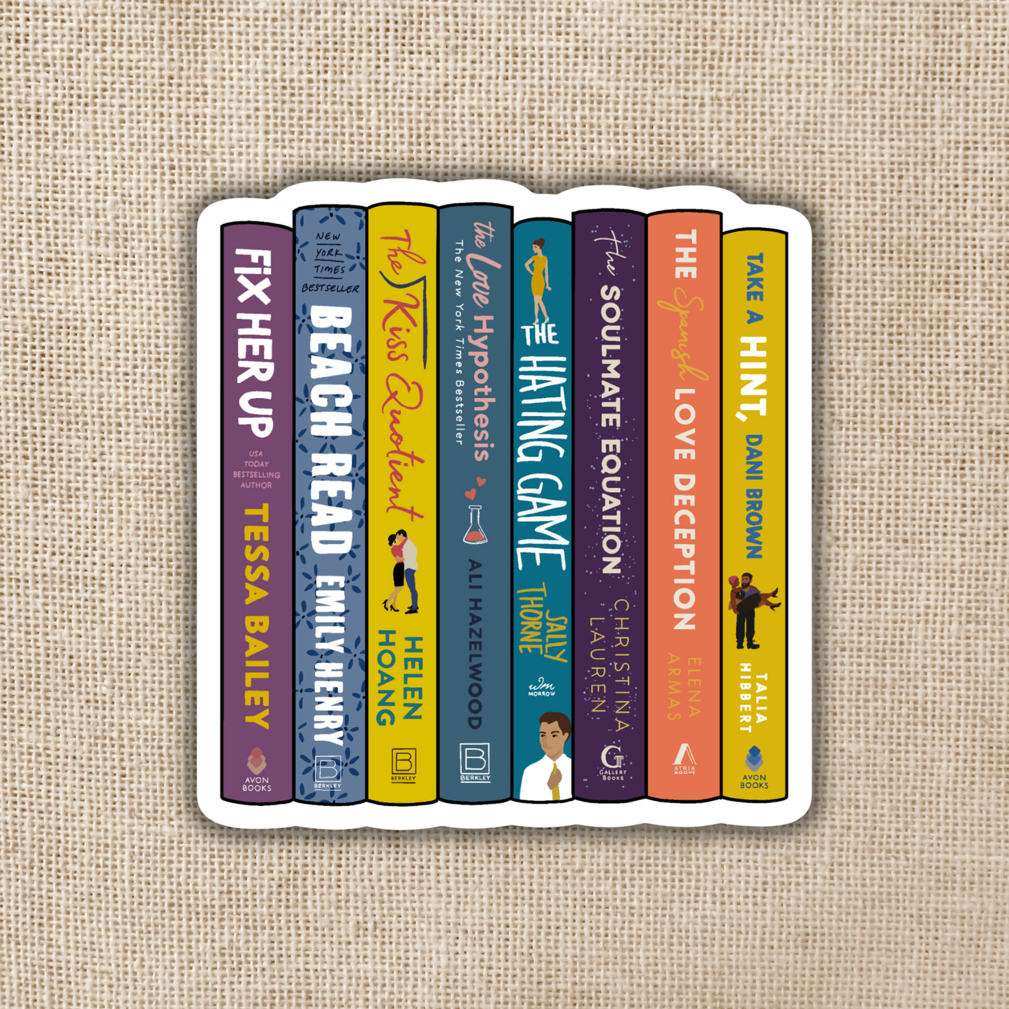 RomCom Book Stack Flag Sticker