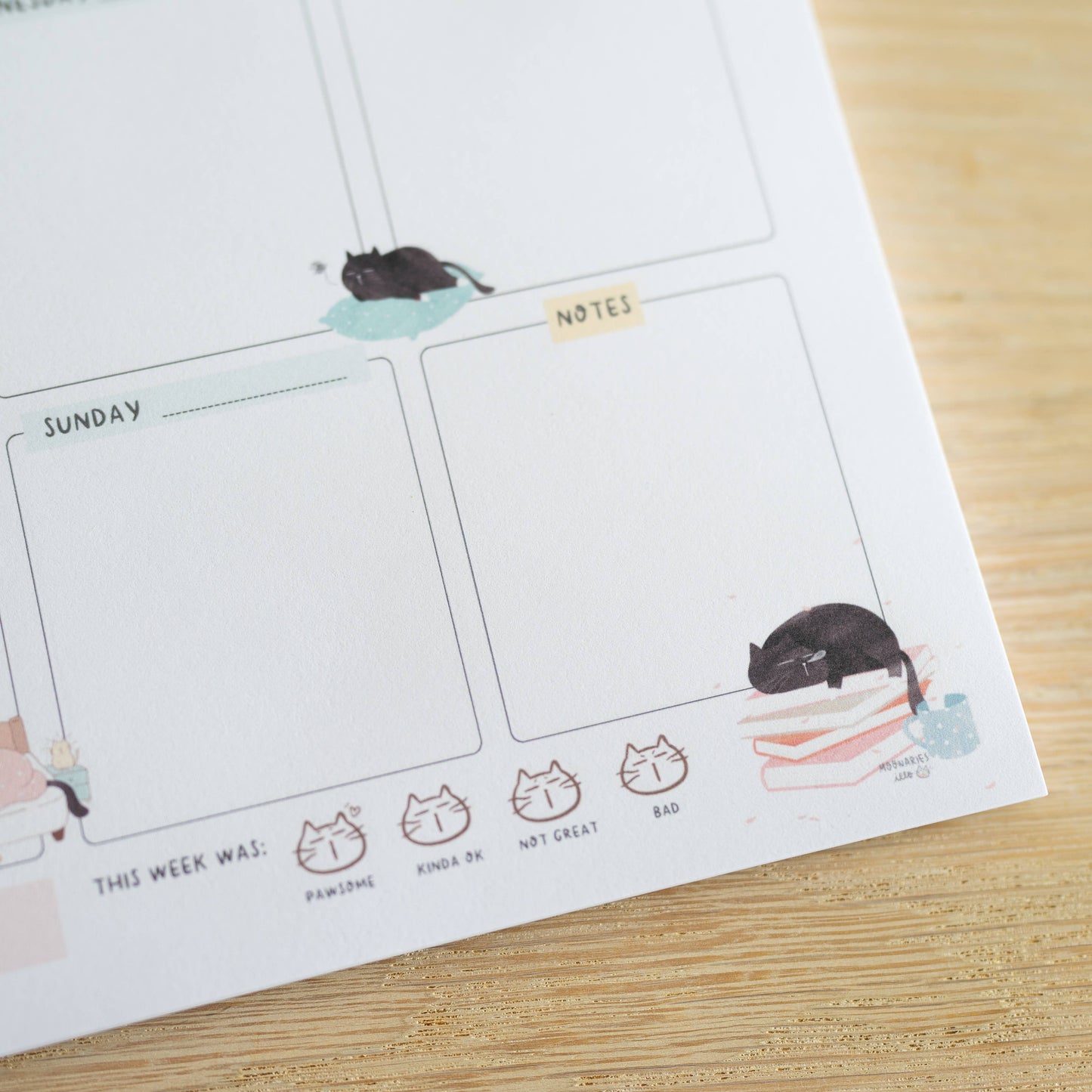 Cute black cat weekly planner A5